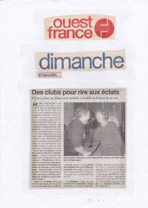 Ouest France du 21 Mars 2004 - Club de Rire LE MANS